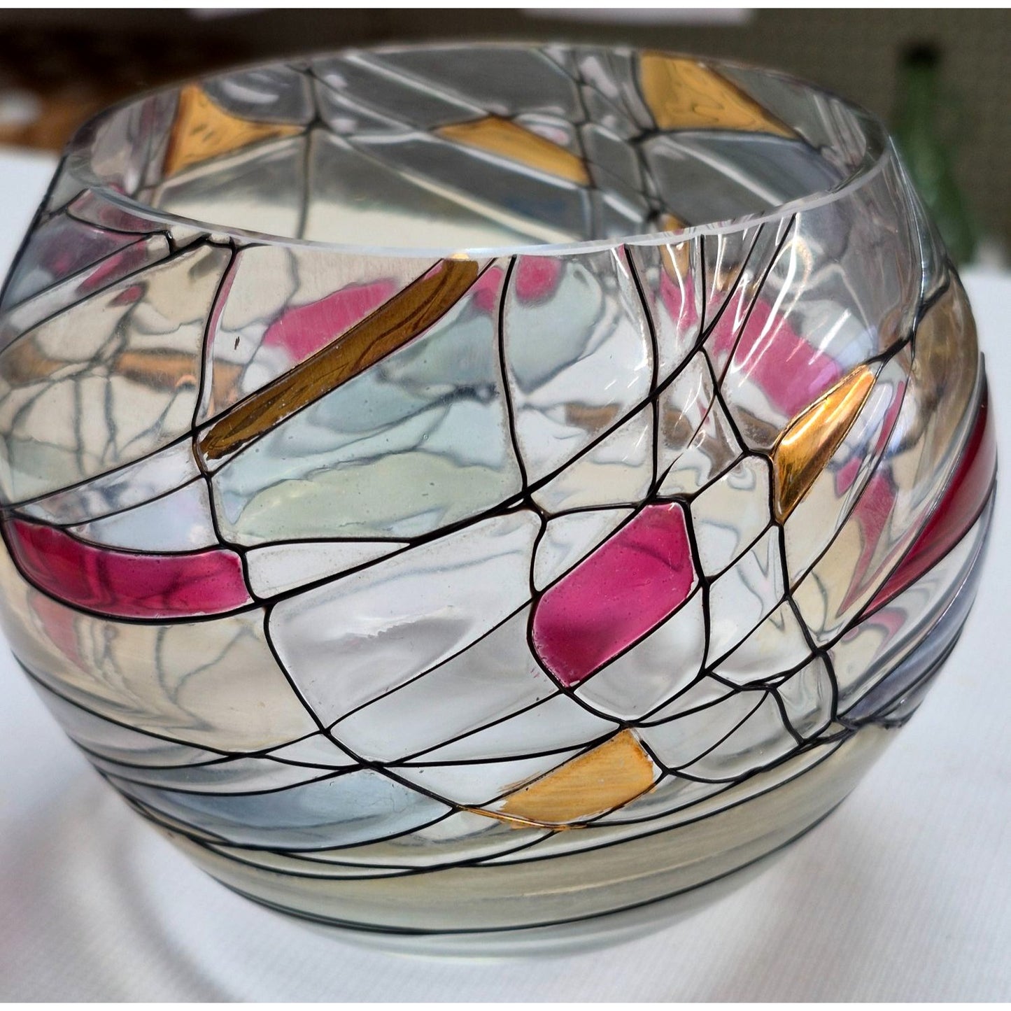 PartyLite Calypso Mosaic-Stained Glass Candle Holder Tealight Made in Romania