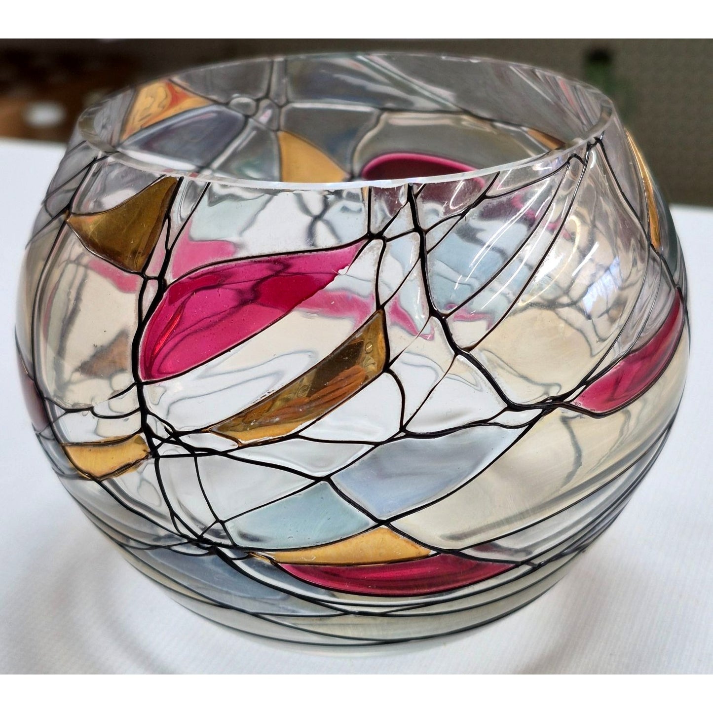 PartyLite Calypso Mosaic-Stained Glass Candle Holder Tealight Made in Romania