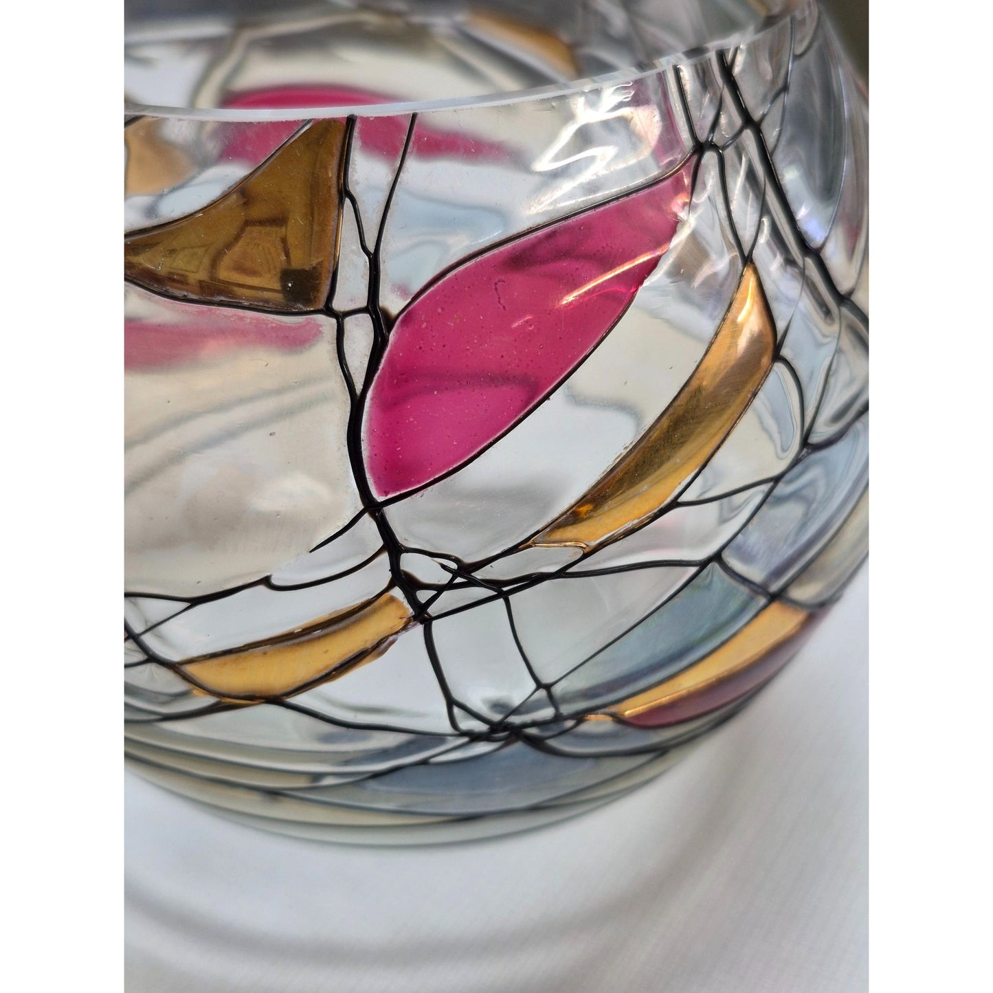 PartyLite Calypso Mosaic-Stained Glass Candle Holder Tealight Made in Romania