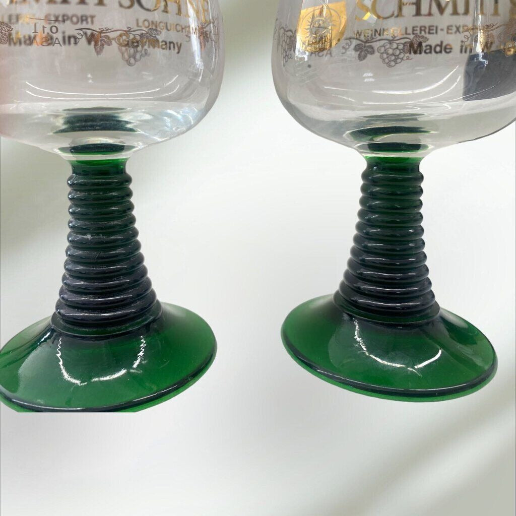Vintage Green Beehive Stemmed German Wine Glass Schmitt Sohne