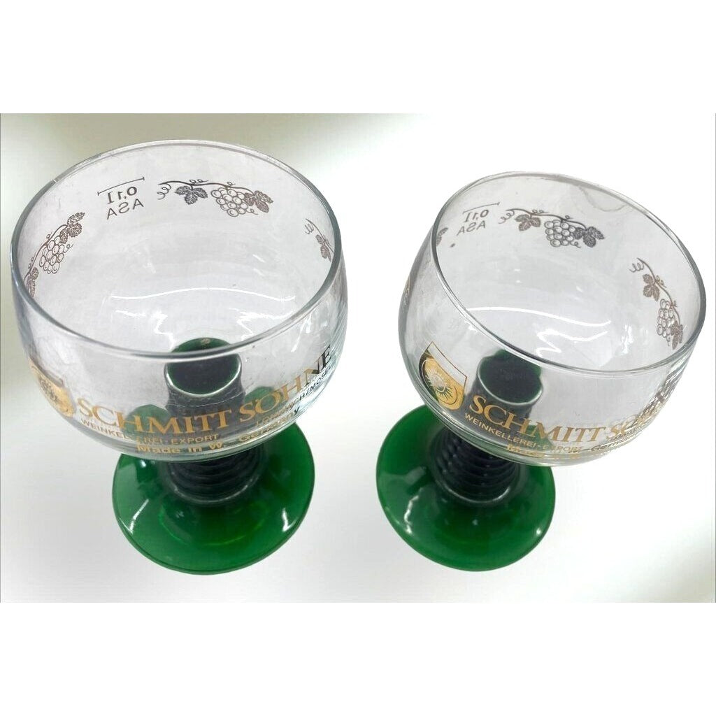 Vintage Green Beehive Stemmed German Wine Glass Schmitt Sohne