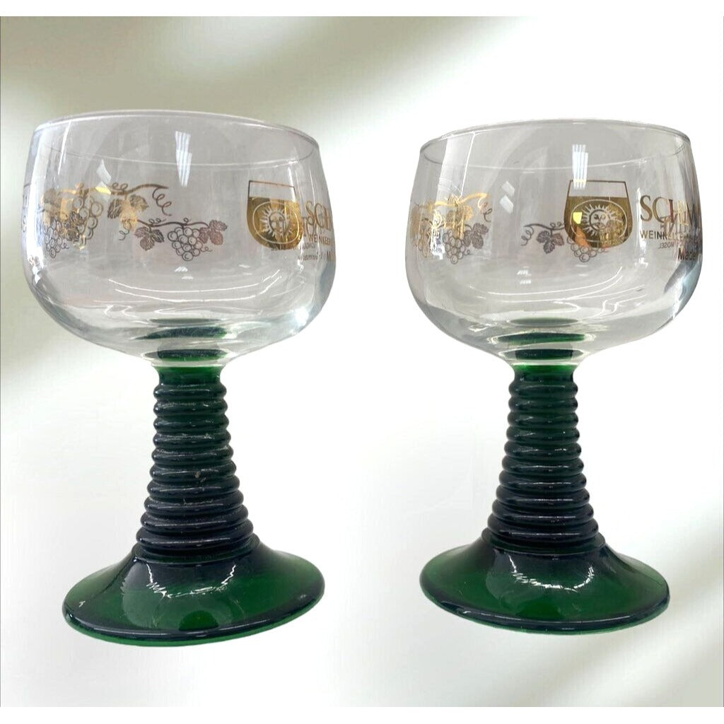 Vintage Green Beehive Stemmed German Wine Glass Schmitt Sohne