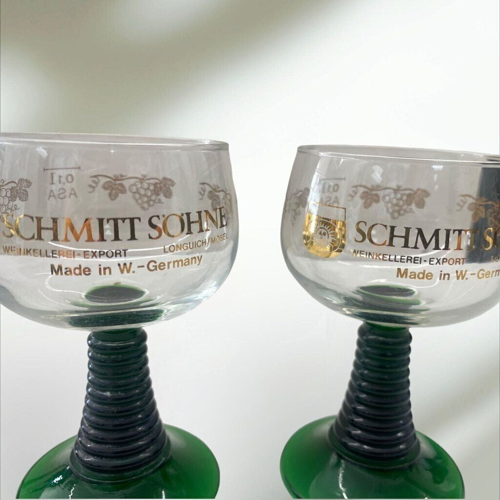 Vintage Green Beehive Stemmed German Wine Glass Schmitt Sohne