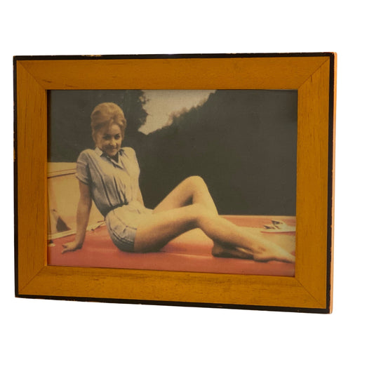 Wooden Picture Frame With Retro Woman