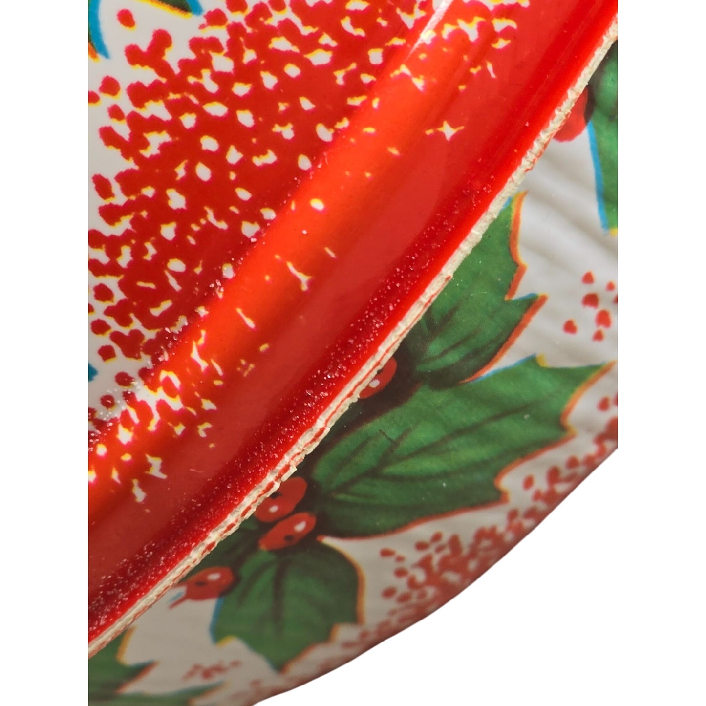 Vintage Holiday Plastic Oval Cookie Container Lid Red Poinsettia