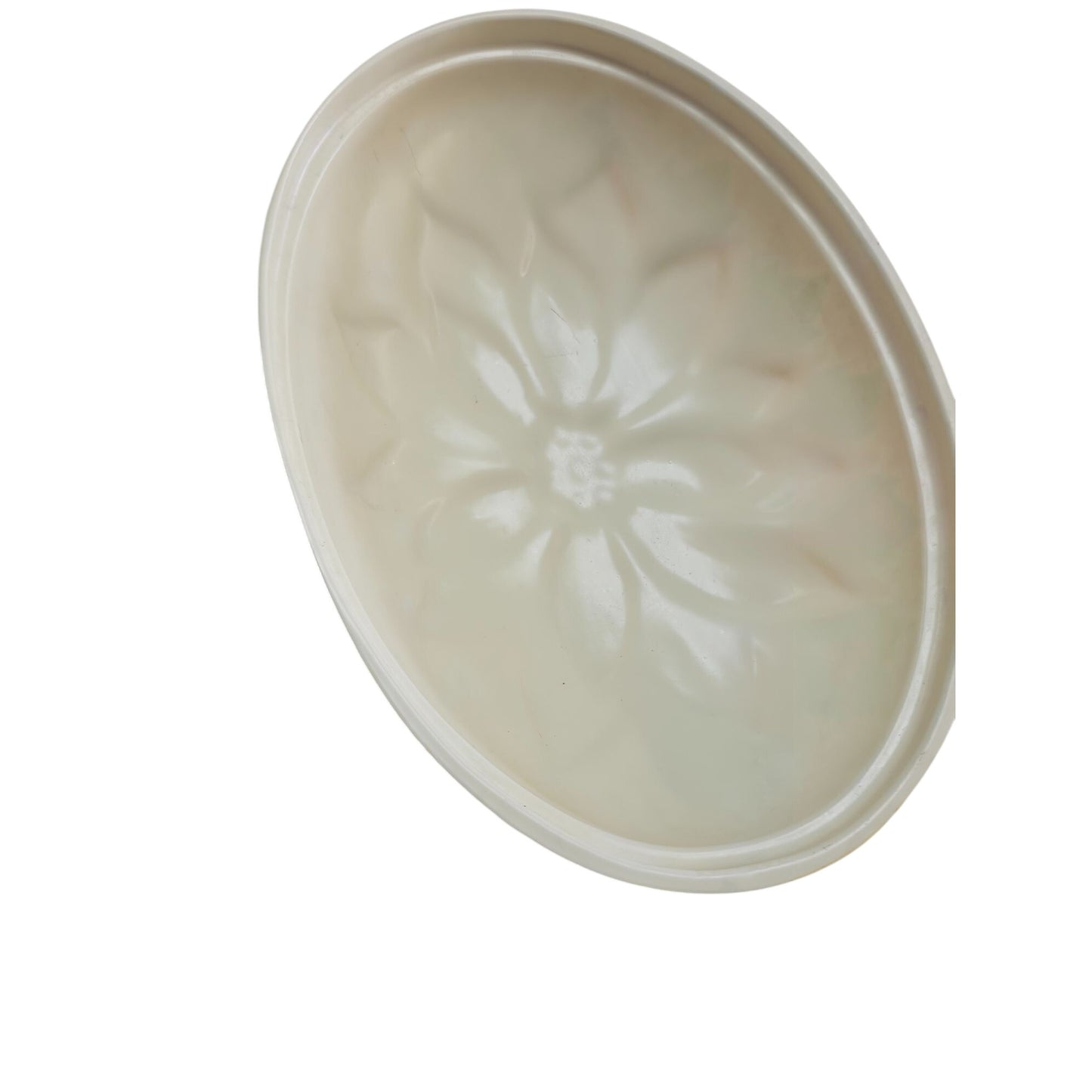 Vintage Holiday Plastic Oval Cookie Container Lid Red Poinsettia