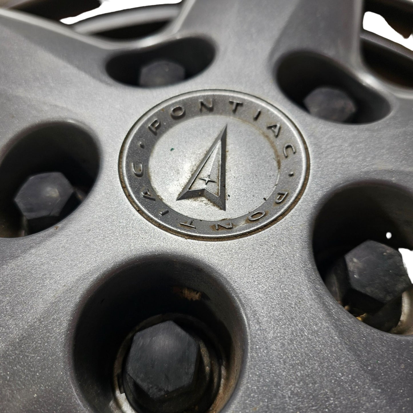 Pontiac 16" Silver Plastic Wheel Hub Caps Two