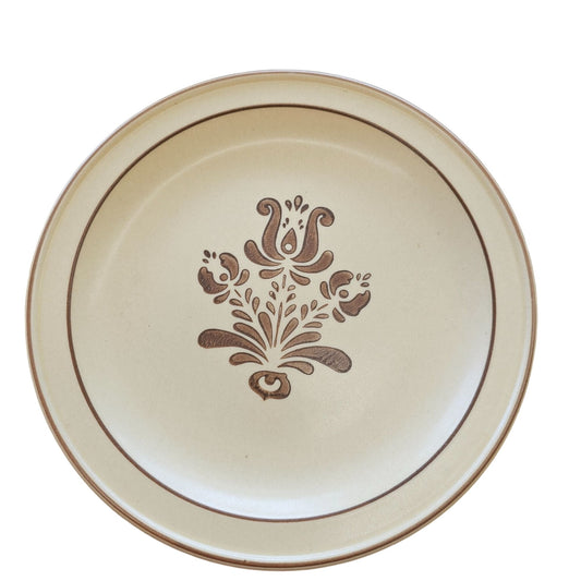 Vintage Pfaltzgraff Brown Floral Stoneware Salad Plates 7" Set of 2 USA