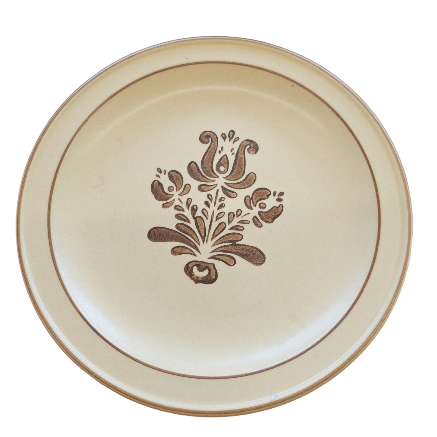 Vintage Pfaltzgraff Brown Floral Stoneware Salad Plates 7" Set of 2 USA