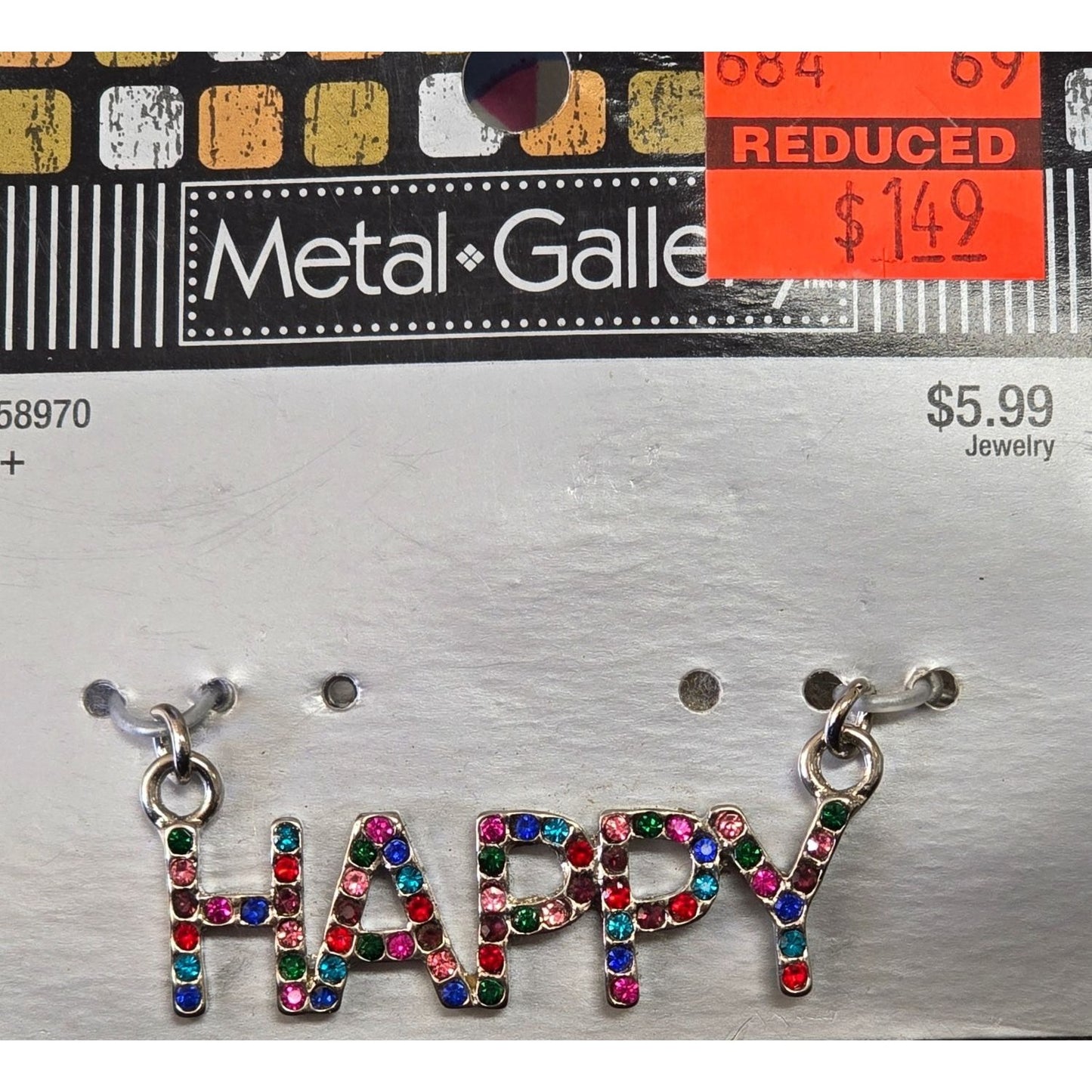 Happy Sign Rhinestone Pendant