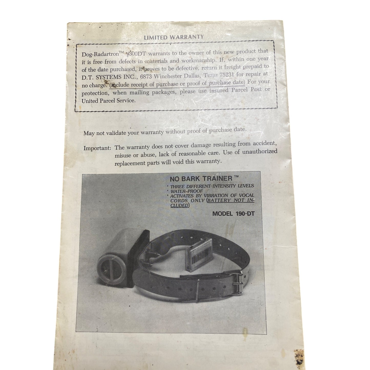 Dog-Radartron #300-DT Dog Trainer