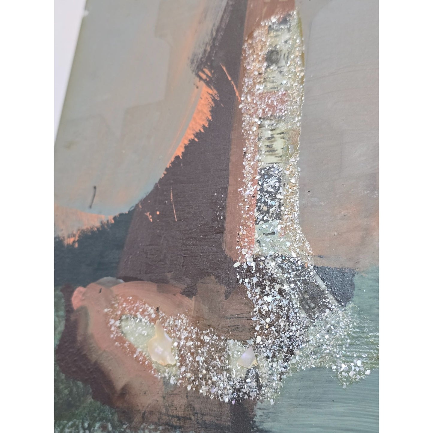 Vintage Castle Tower Reverse Oil Painting on Glass in Wood Frame