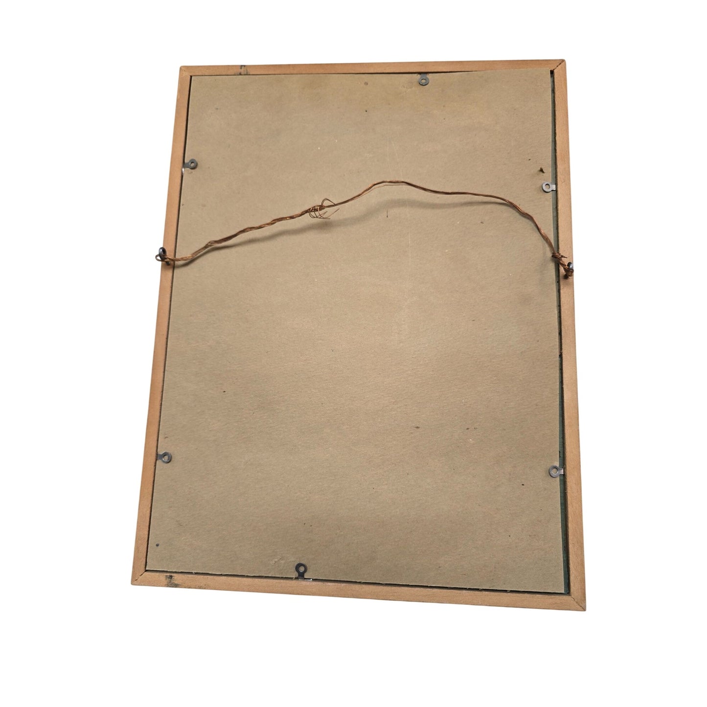 Vintage Castle Tower Reverse Oil Painting on Glass in Wood Frame