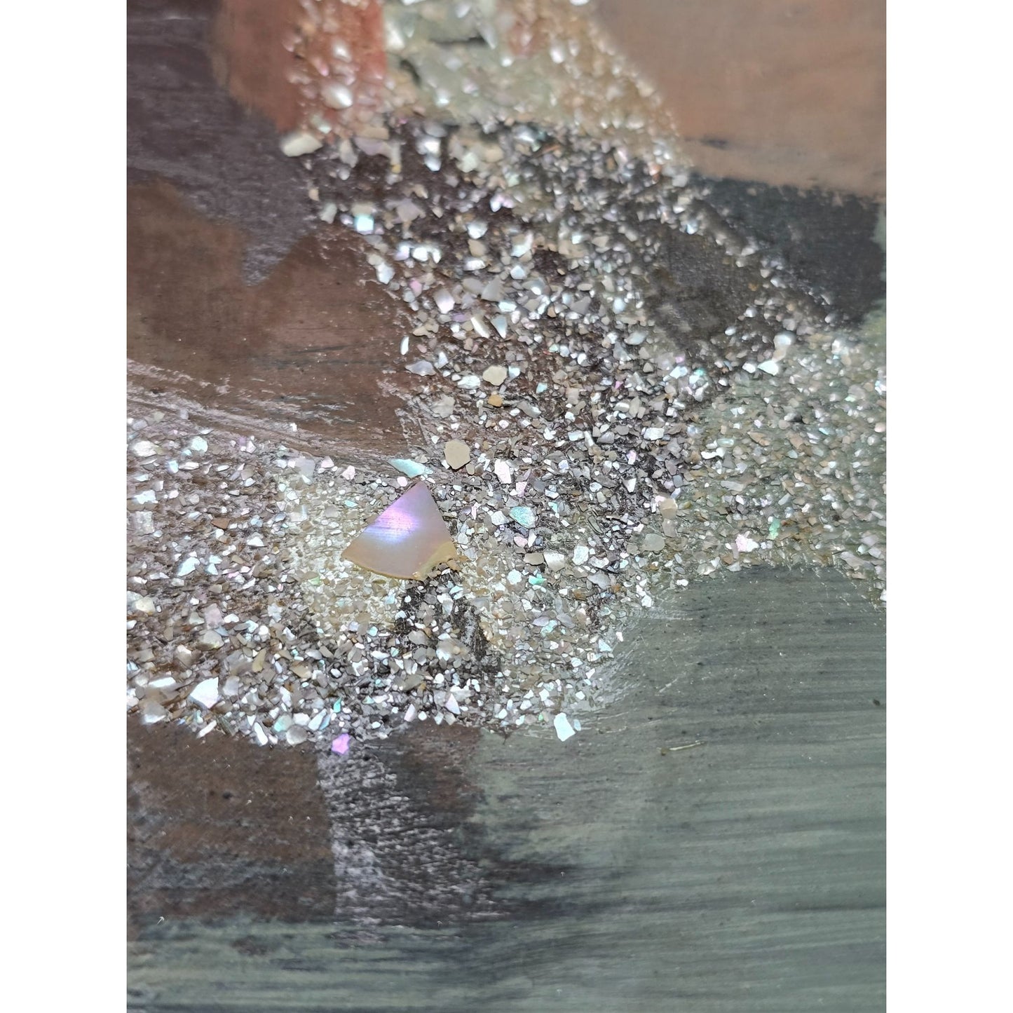 Vintage Castle Tower Reverse Oil Painting on Glass in Wood Frame