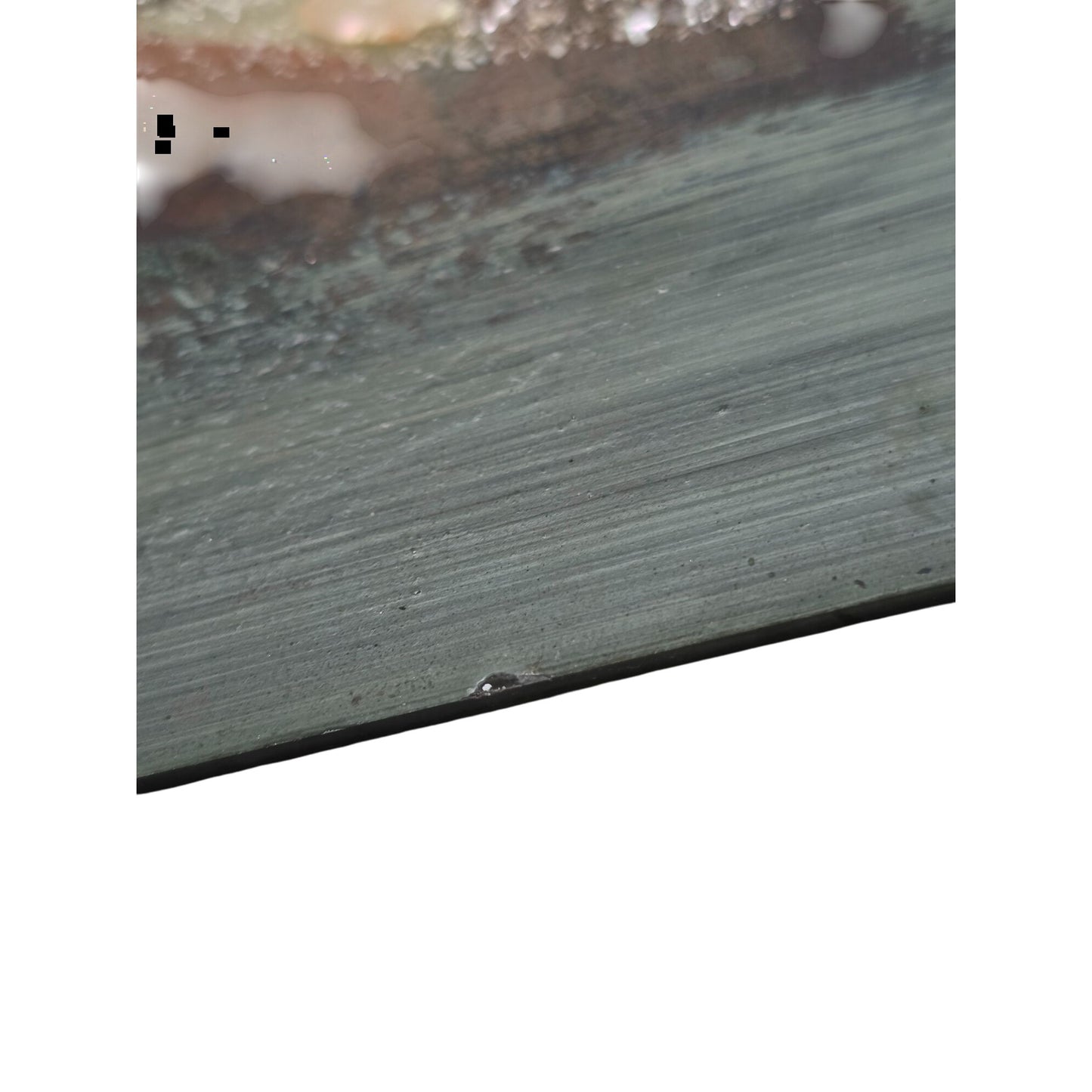 Vintage Castle Tower Reverse Oil Painting on Glass in Wood Frame