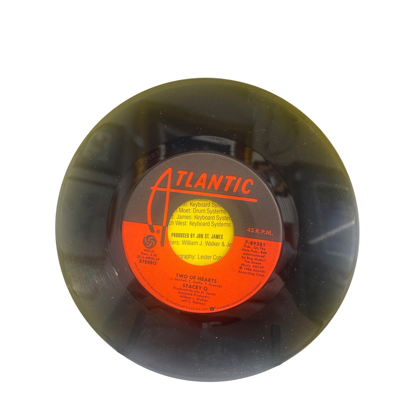 Stacey Q "Two Of Hearts" 45 RPM Vinyl Record Single With Picture Sleeve Atlantic 1986 Collectible