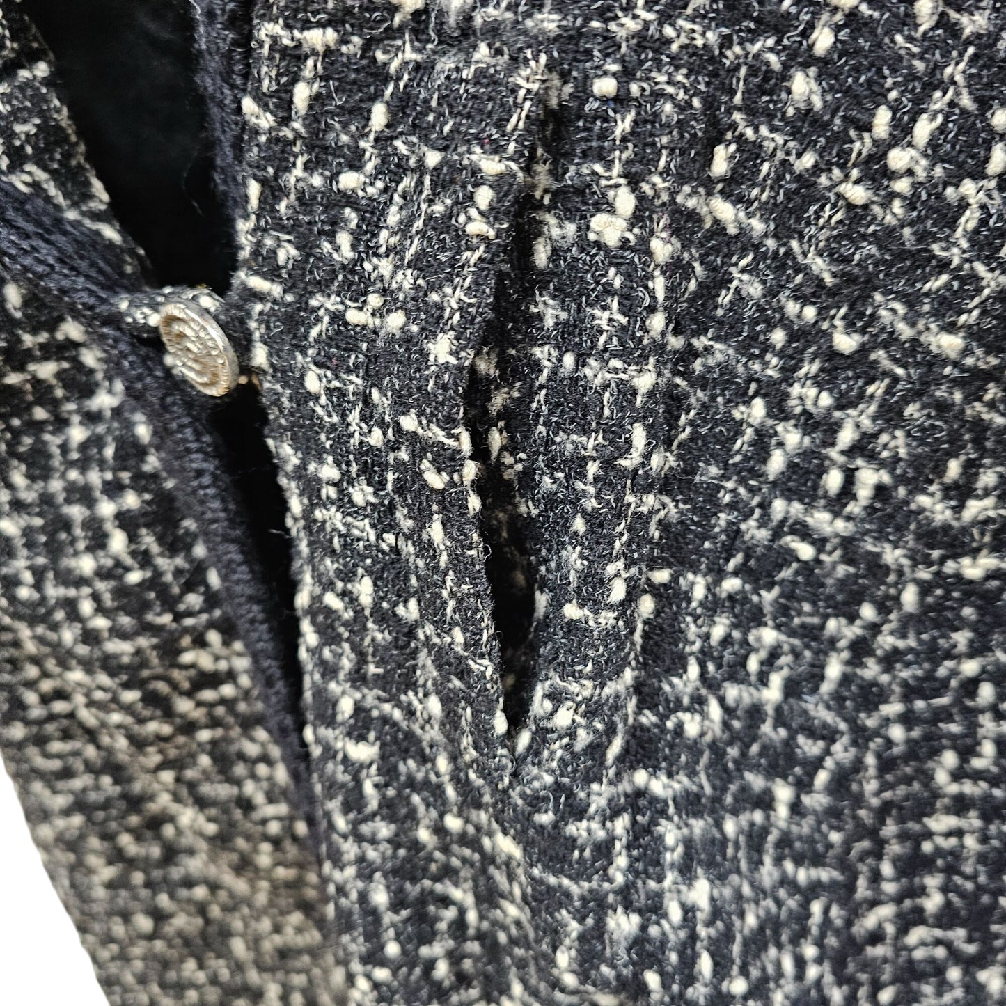 Joseph Stein Original Womens Tweed Coat With Knit Collar Small / Med