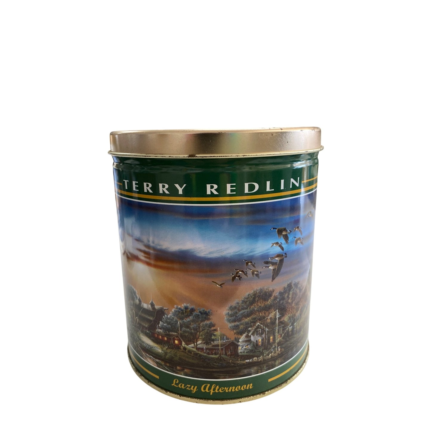 Terry Redlin "Lazy Afternoon" Decorative Storage Tin Canister With Lid