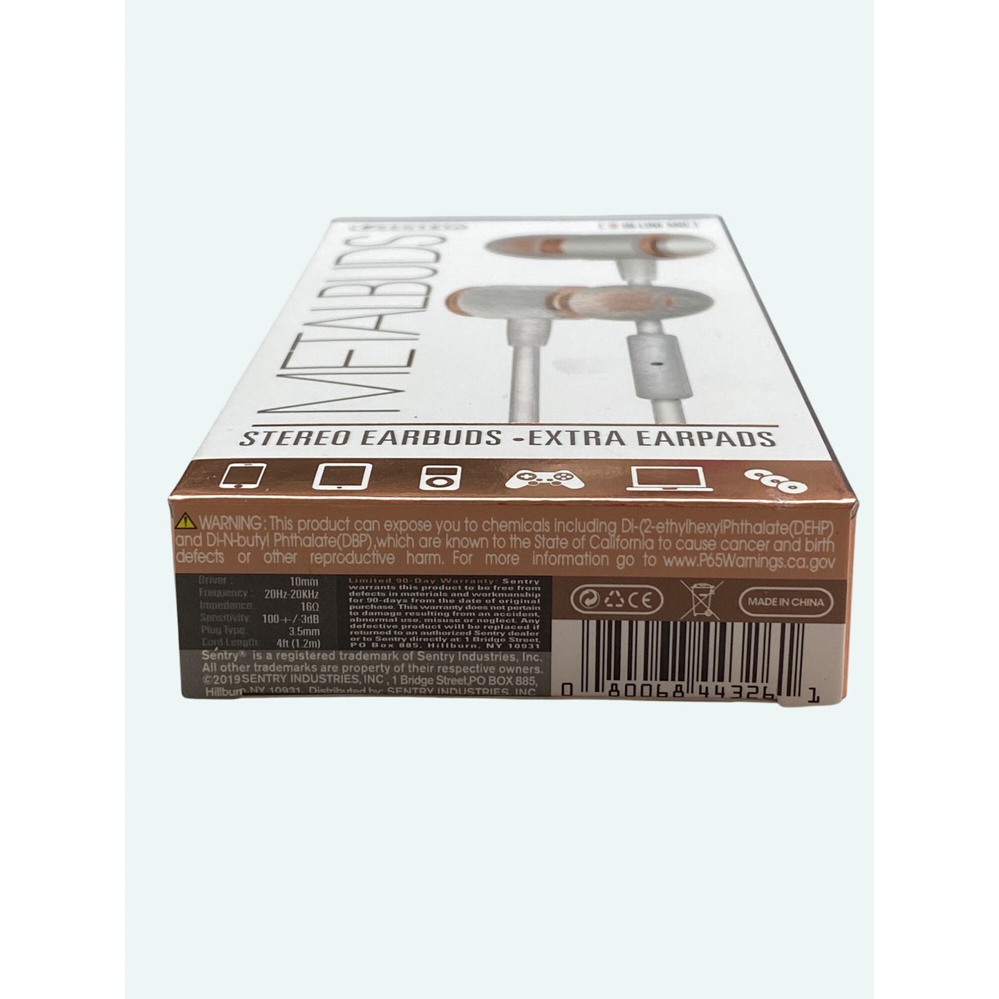 Sentry Metal Stereo Earbuds With Mic & Extra Earpads Noise Isolation Tangle Free 3.5mm Plug Compatible With iPhone & Android