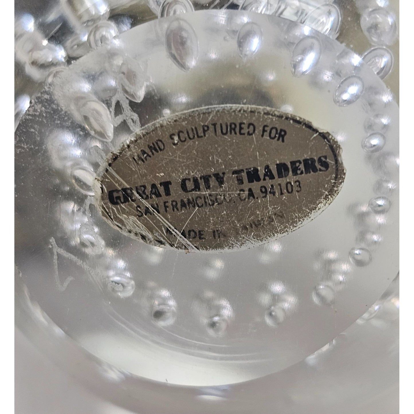 Great City Traders Art Glass Apple Paperweight Brass Stem & Leaf w Box