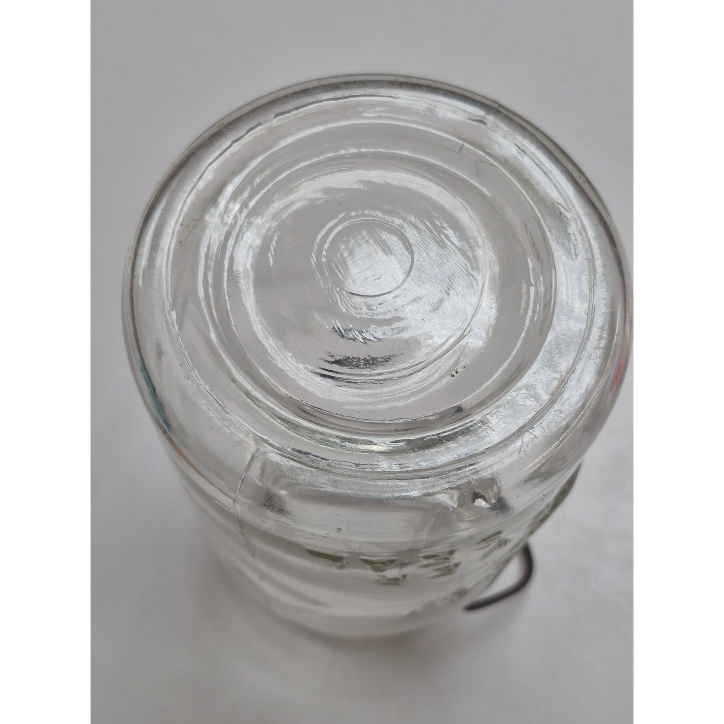 Vintage Drey Quart Clear Glass Jar, Wire Bale Lid 1920s Improved Ever Seal