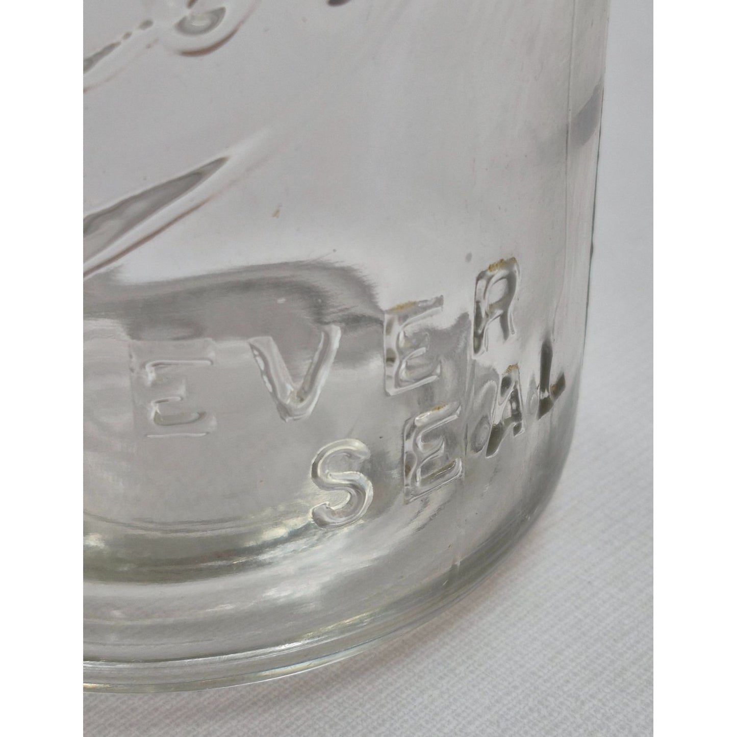 Vintage Drey Quart Clear Glass Jar, Wire Bale Lid 1920s Improved Ever Seal