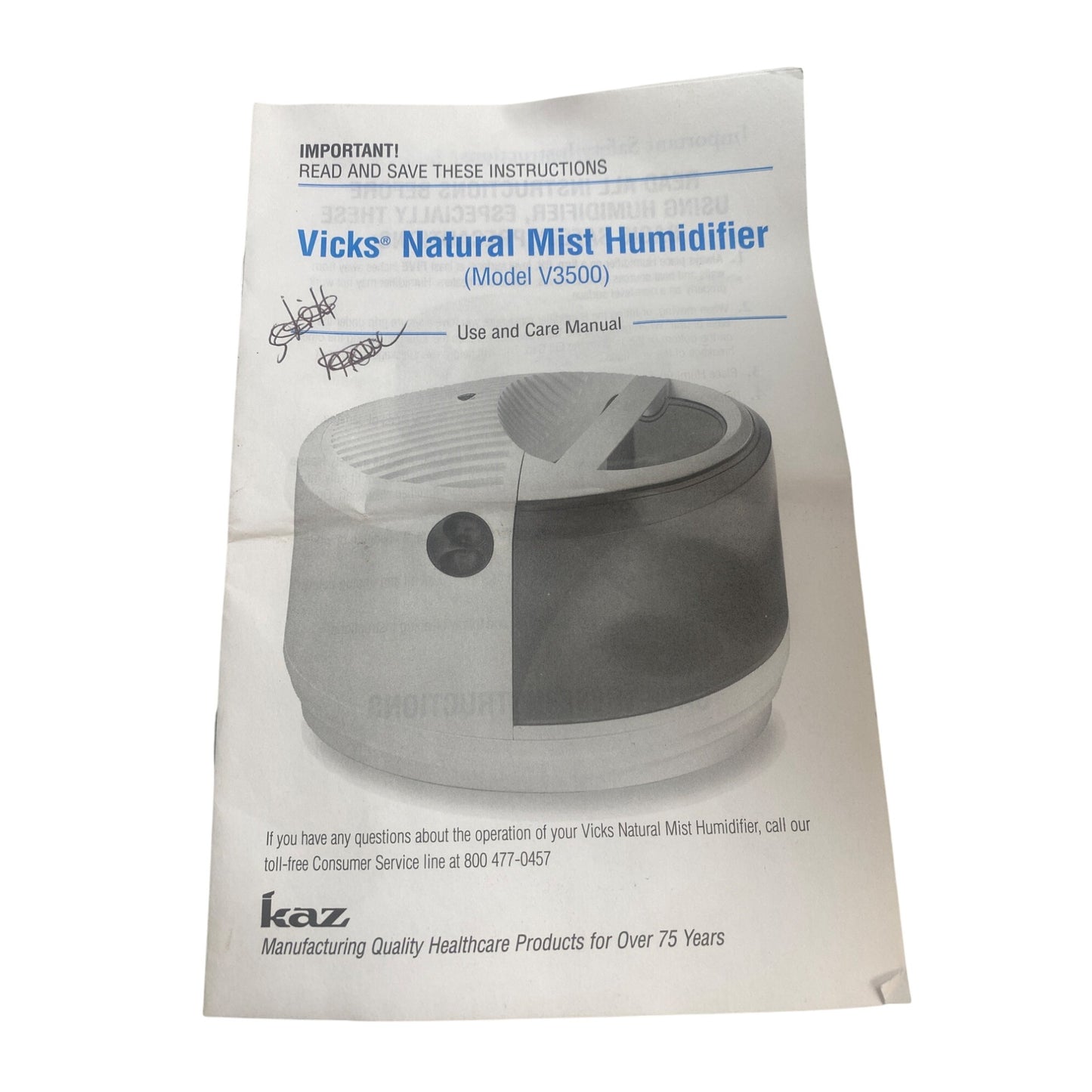 Vicks V3500 Natural Mist Humidifier With BestAir Humid-Wick Filter