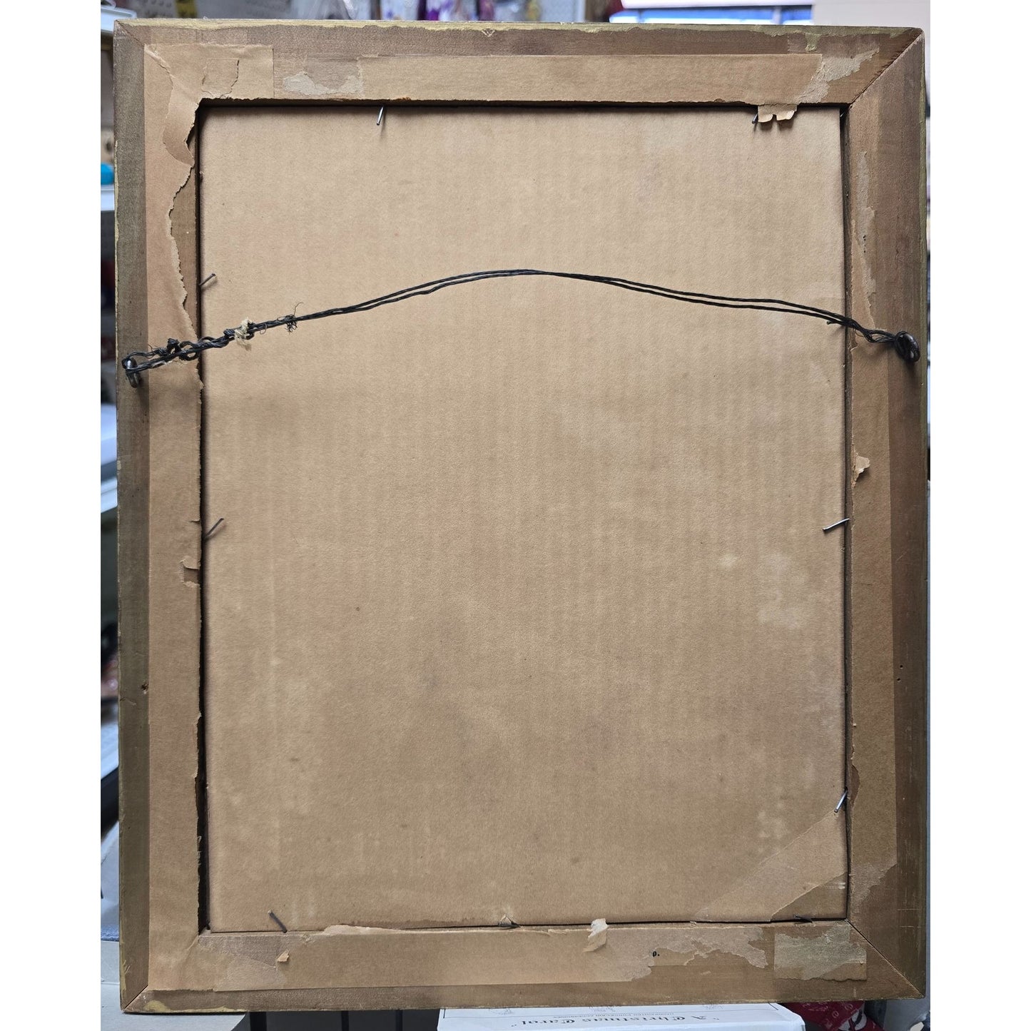 Antique Framed Portrait Young Child With Apple In Gold Gilded Ornate Frame 16"x20" Under Glass