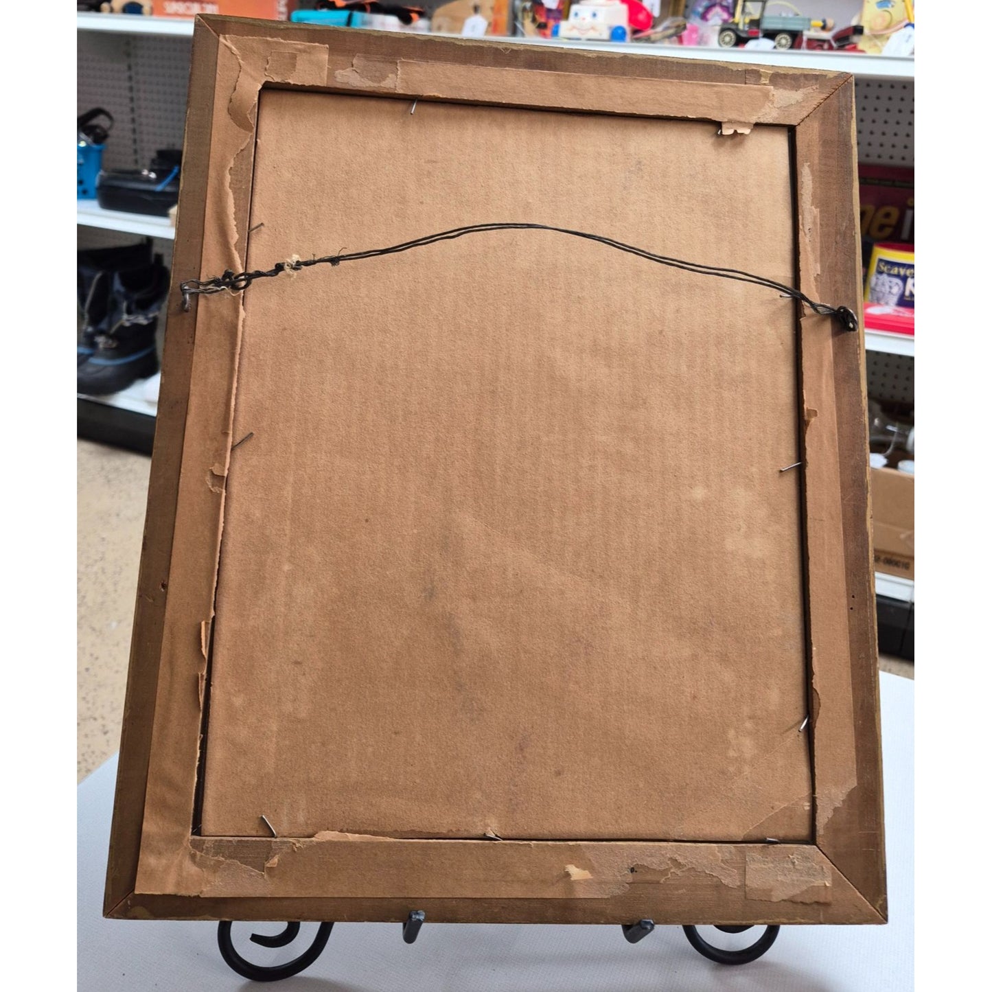 Antique Framed Portrait Young Child With Apple In Gold Gilded Ornate Frame 16"x20" Under Glass