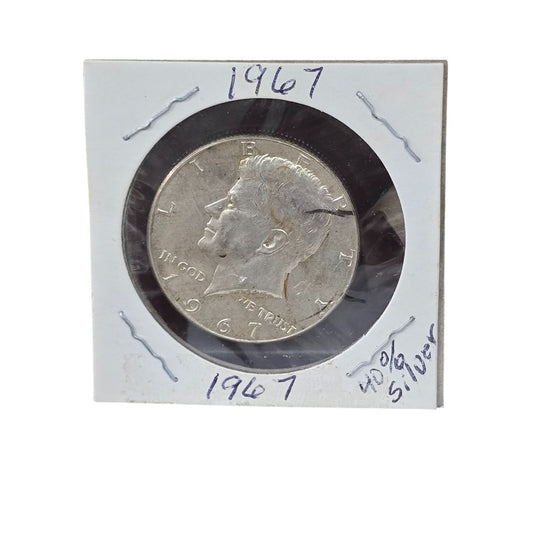 1967 Kennedy Half Dollar Coin 40% Silver Collectible