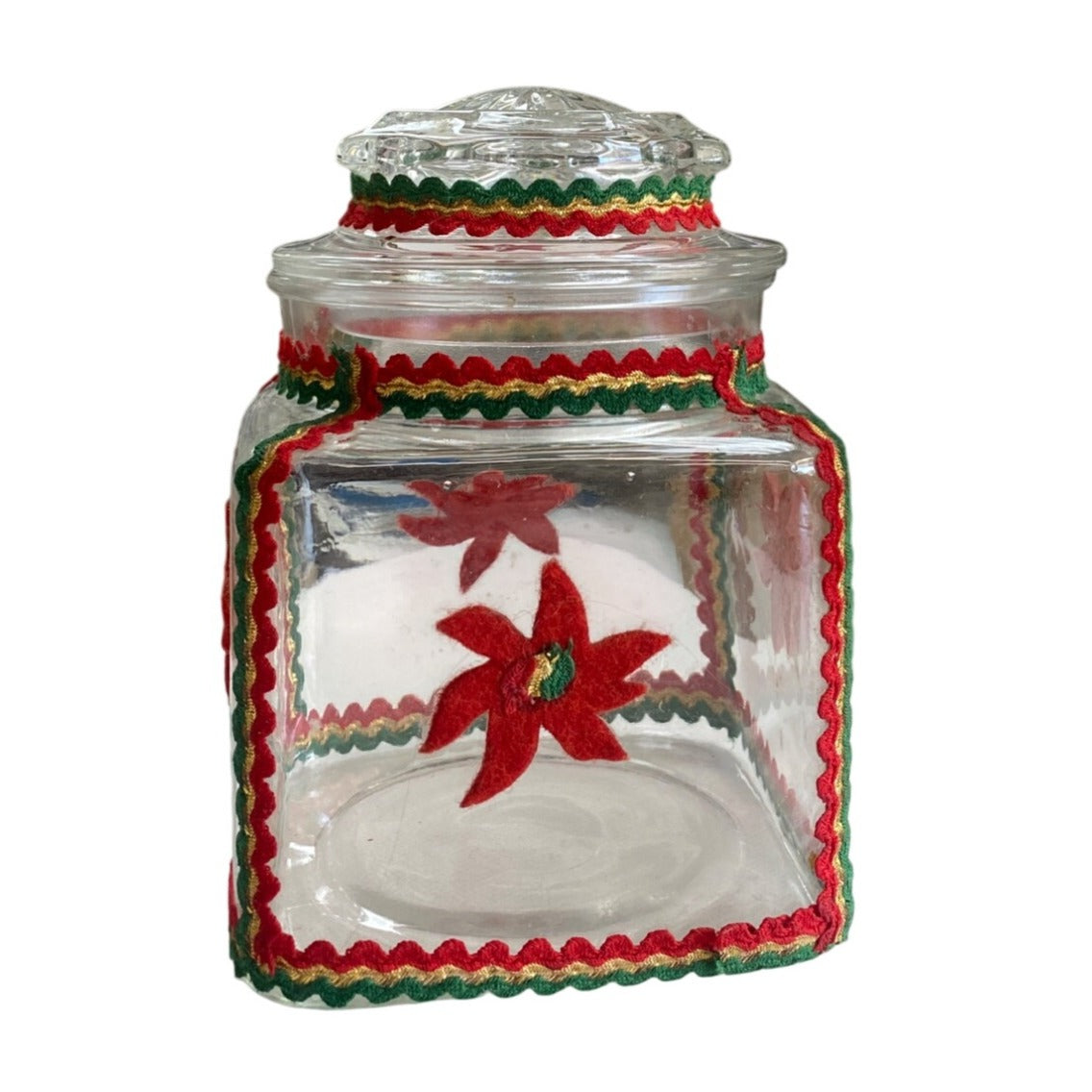 Glass Holiday Jar Poinsettias