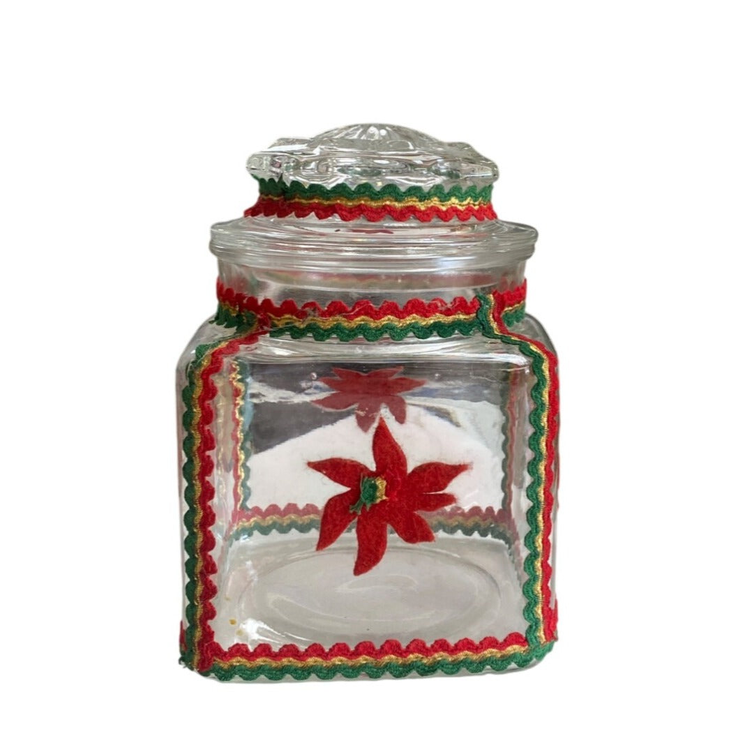Glass Holiday Jar Poinsettias