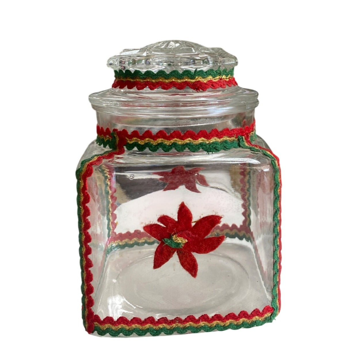 Glass Holiday Jar Poinsettias