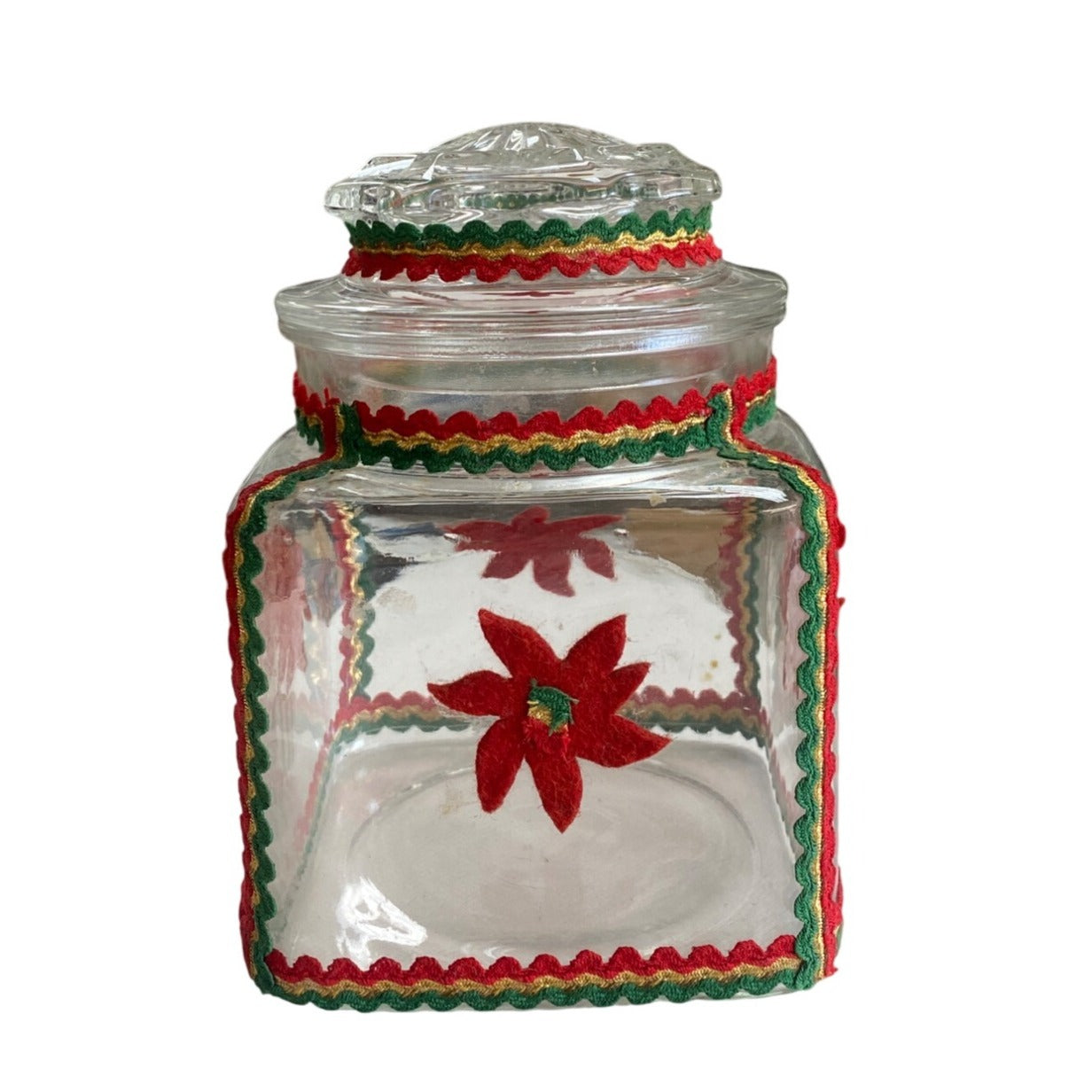 Glass Holiday Jar Poinsettias