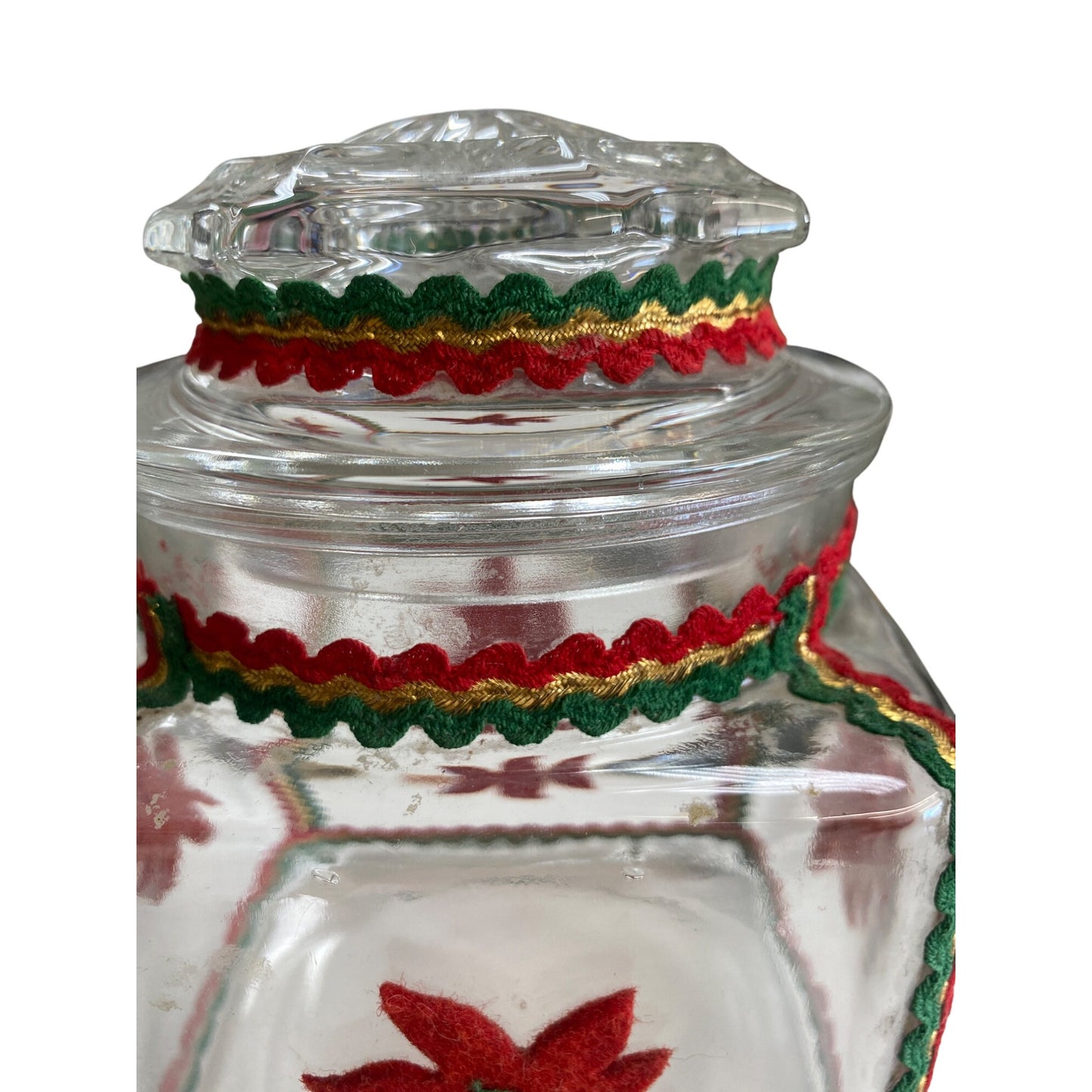 Glass Holiday Jar Poinsettias