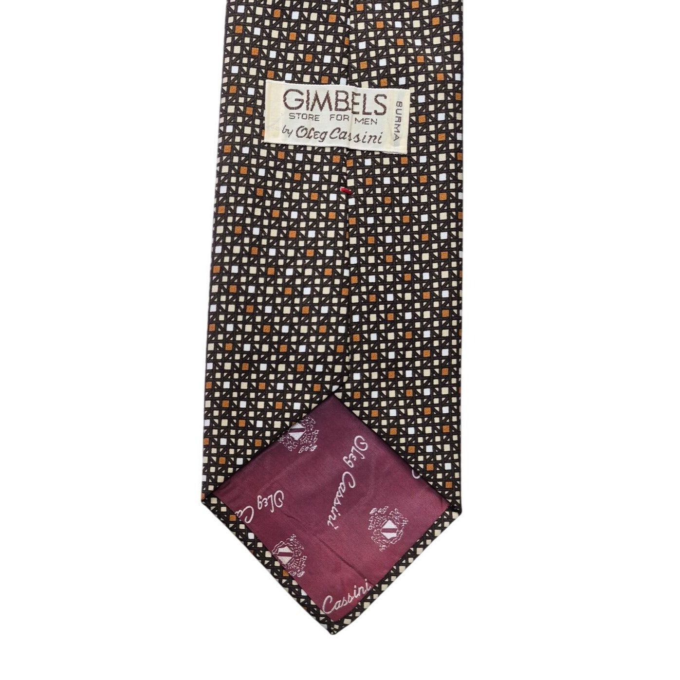 Oleg Cassini Mens Silk Tie Geometric Pattern