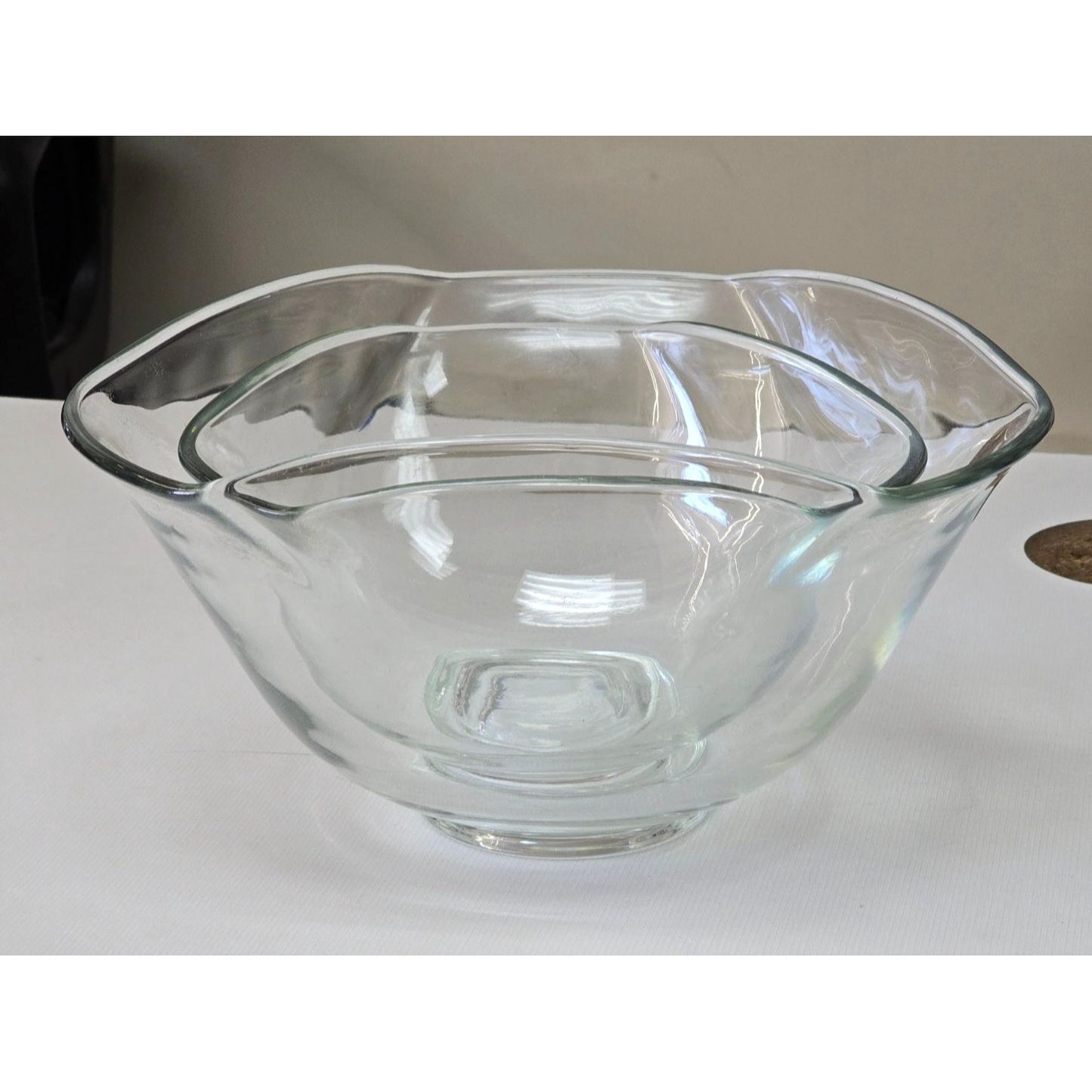 Mid‑Century Clear Glass Console Bowls  - SET 2