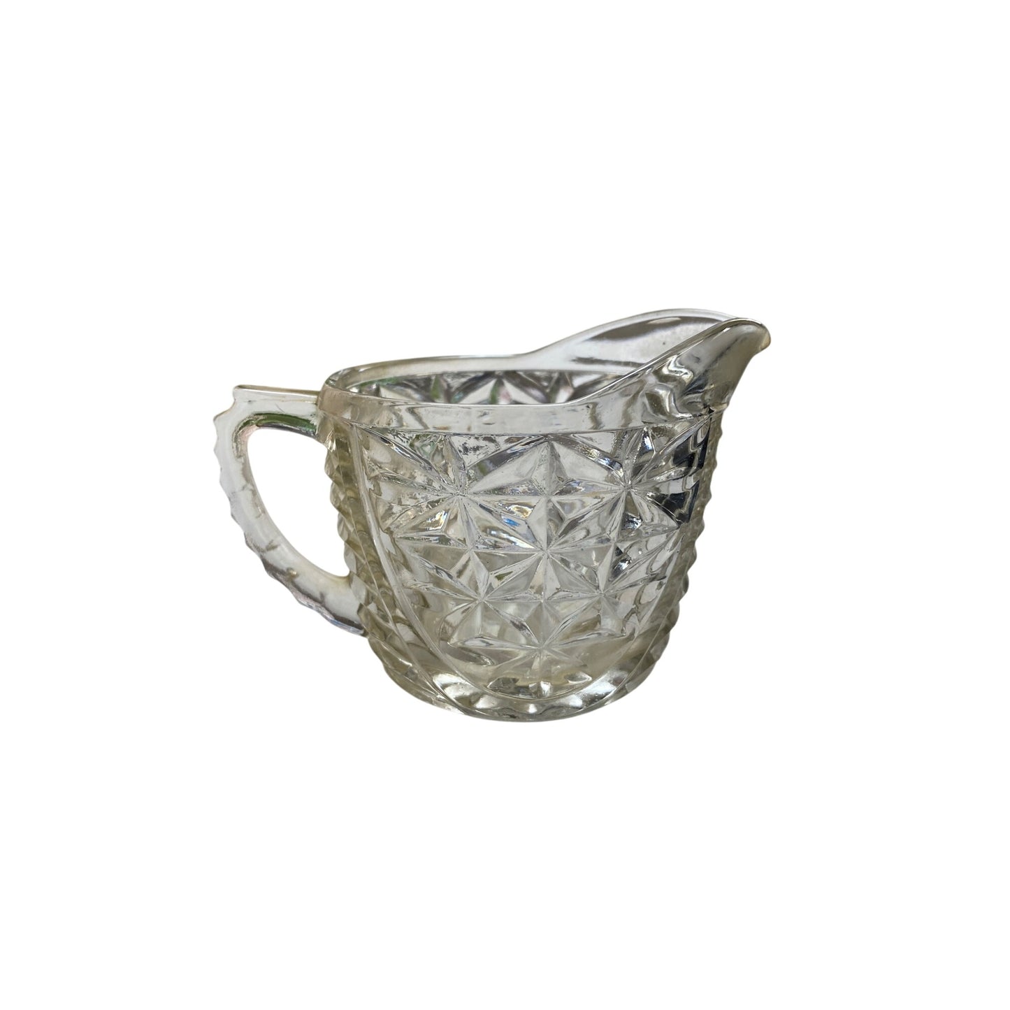 Vintage Diamond Pattern Glass Creamer & Sugar Bowl Set