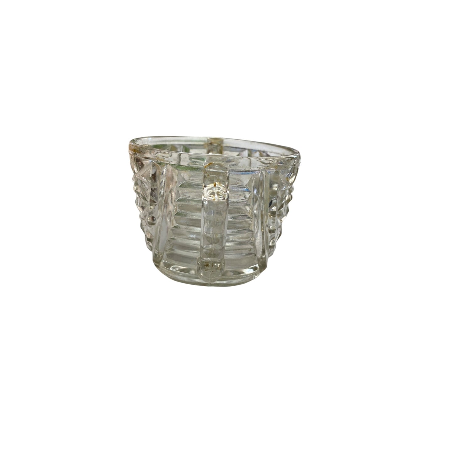 Vintage Diamond Pattern Glass Creamer & Sugar Bowl Set