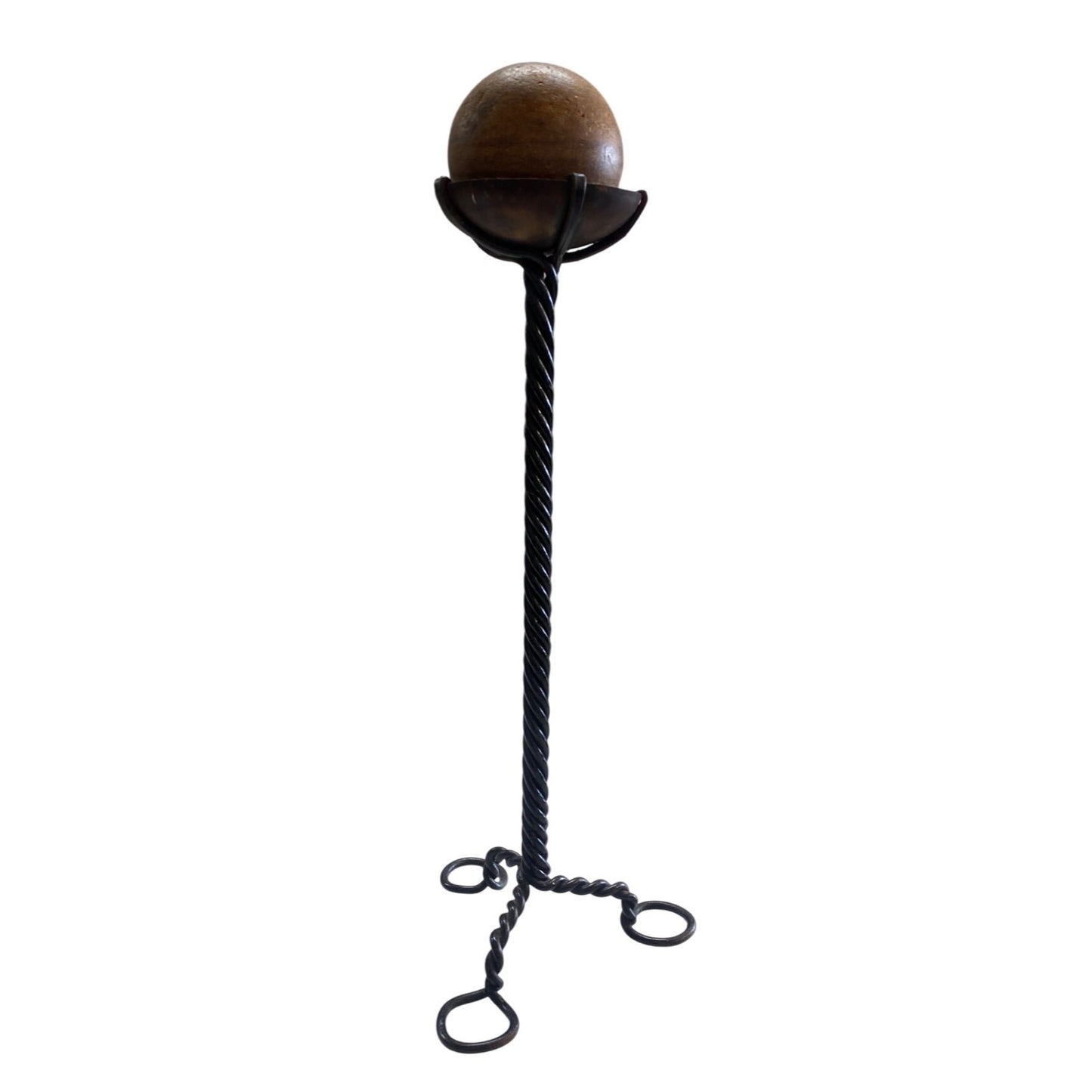 Vintage Iron Stand With Rusted Spherical Weight