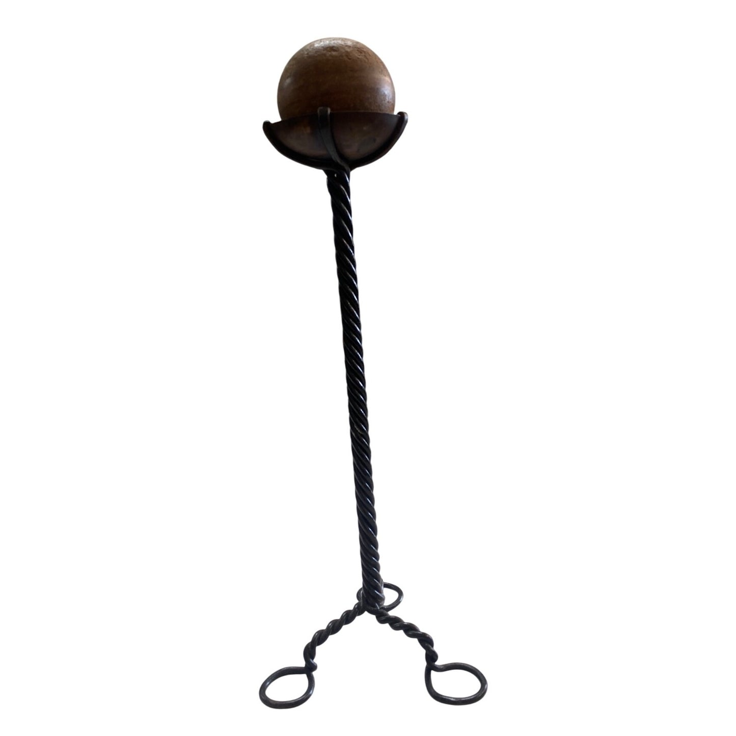 Vintage Iron Stand With Rusted Spherical Weight