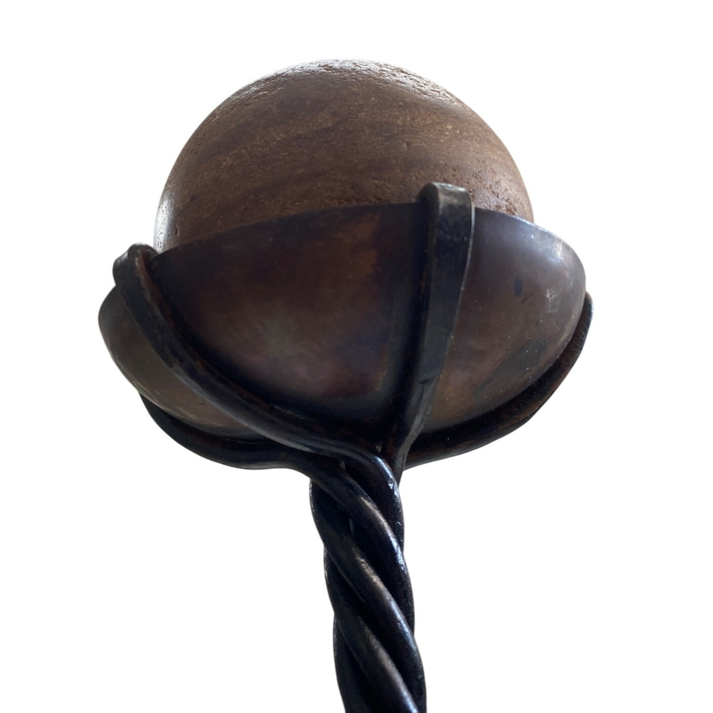 Vintage Iron Stand With Rusted Spherical Weight