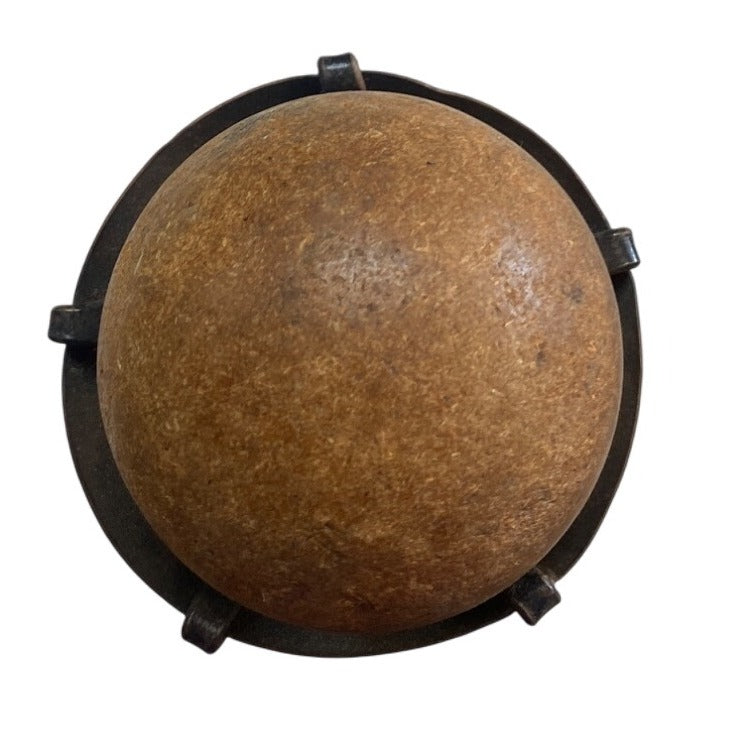 Vintage Iron Stand With Rusted Spherical Weight