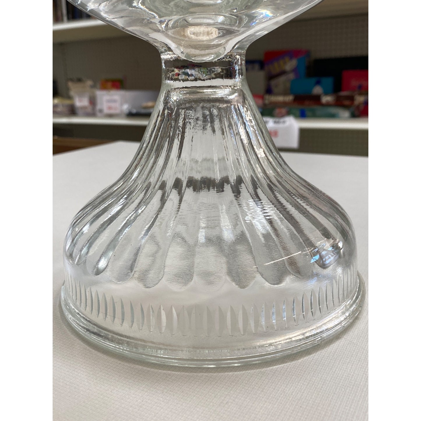 Antique Clear Glass Oil Lamp Eagle Brass Burner P&A Mfg Co 11” Vintage