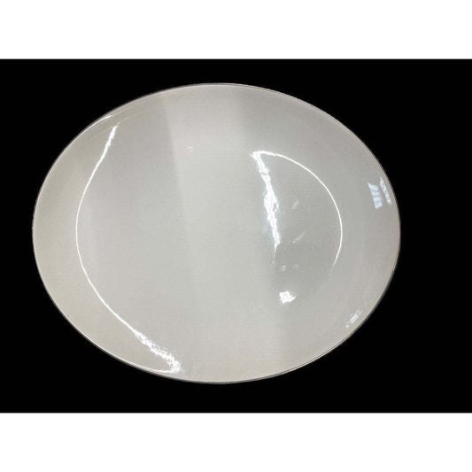 Large Silver Trimmed Oval Serving Platter Plate 13.5" x 11"