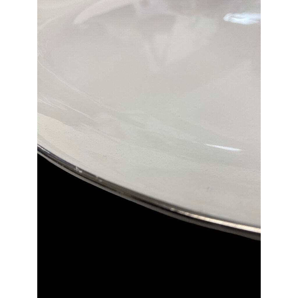Large Silver Trimmed Oval Serving Platter Plate 13.5" x 11"