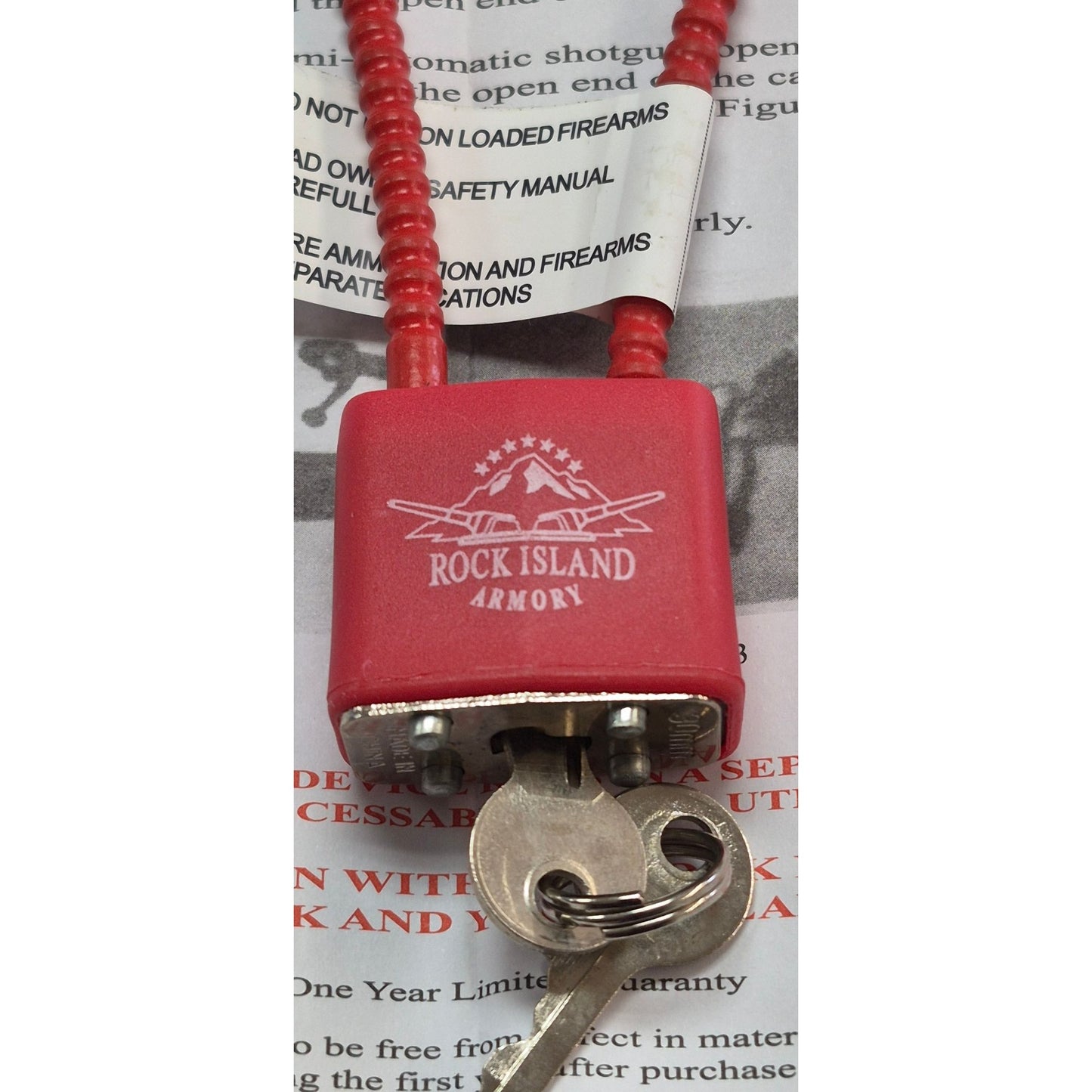 Rock Island Armory Firearm Safety Cable Lock W/ Keys 30mm Red