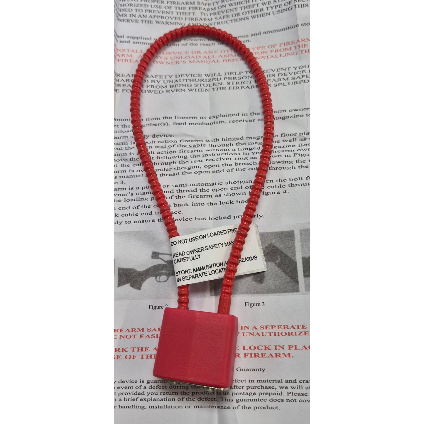 Rock Island Armory Firearm Safety Cable Lock W/ Keys 30mm Red