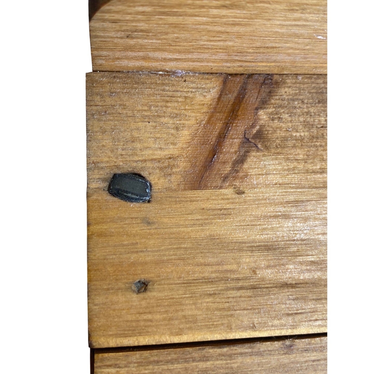 Handmade Wood Organizer Box Butterfly Lid Hinged Top & 2 Drawers Rustic