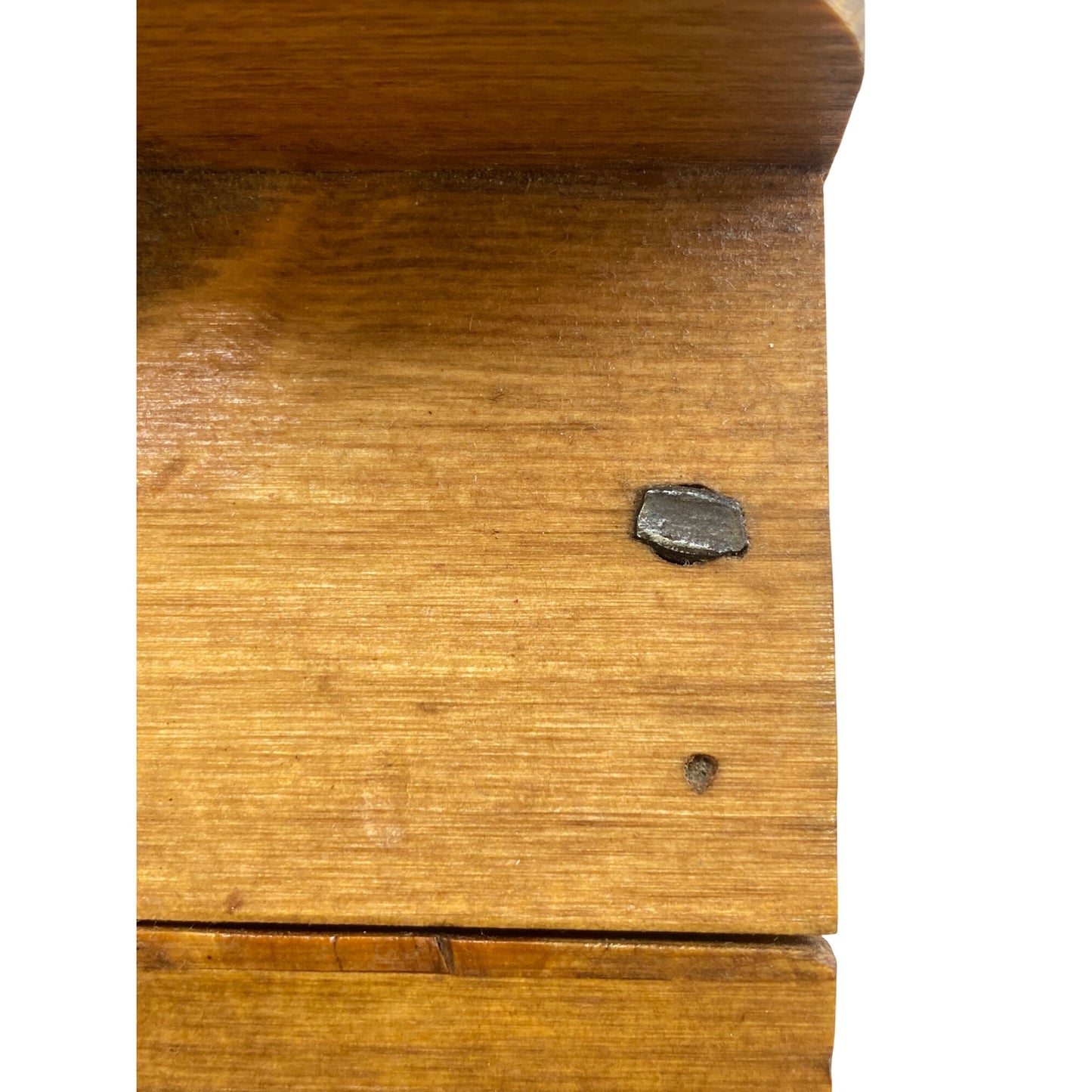 Handmade Wood Organizer Box Butterfly Lid Hinged Top & 2 Drawers Rustic